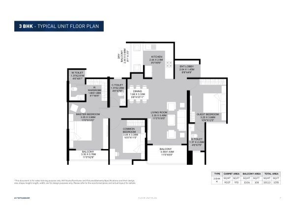 Antalya Next Tathawade 3 BHK Floor Plan